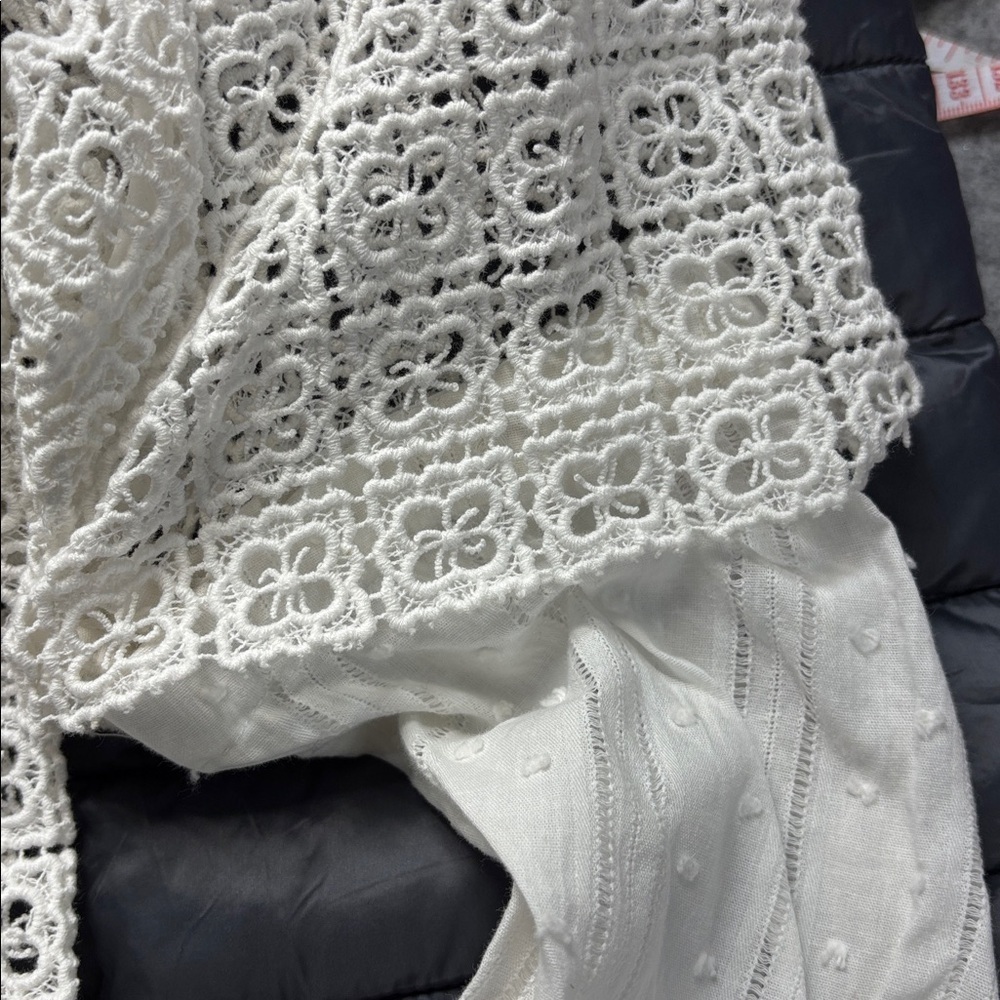 Byron Lars Eyelet tailored removable sleeves button down collard shirt size 4 - Picture 7 of 11